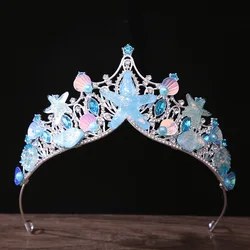 KMVEXO Mermaid Fish Crowns Ocean Style Costume Seashell Starfish Tiaras for Women Girls Princess Birthday Party Hair Accessories
