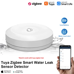 Tuya Zigbee Water Sensor Flood Water Leakage Detector App Remote Monitoring Support Home Assistant