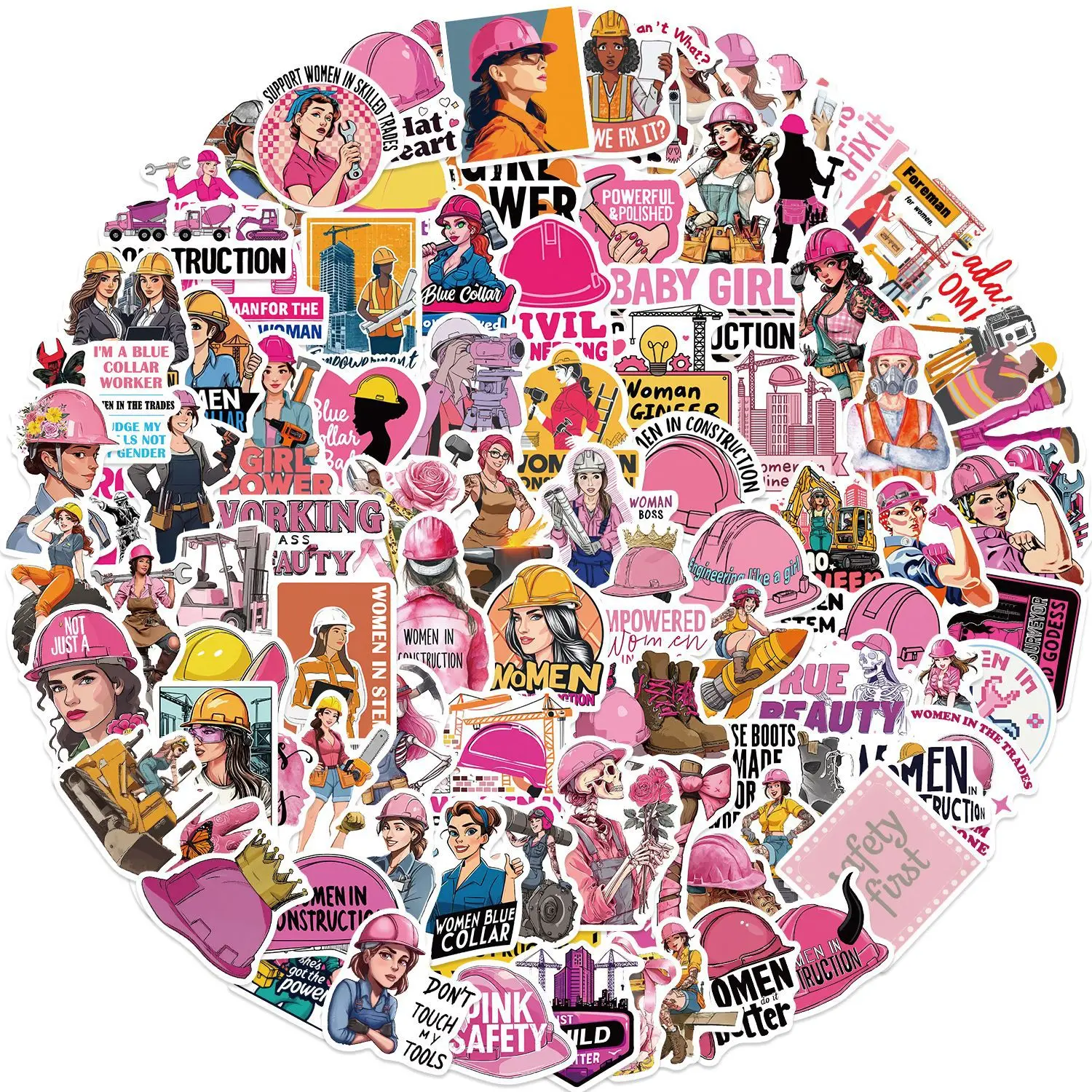 

100Pcs Pink Cartoon Women's Helmet Stickers Decal for Phones Laptops Cup Luggage Waterproof Latte Mugs Collections