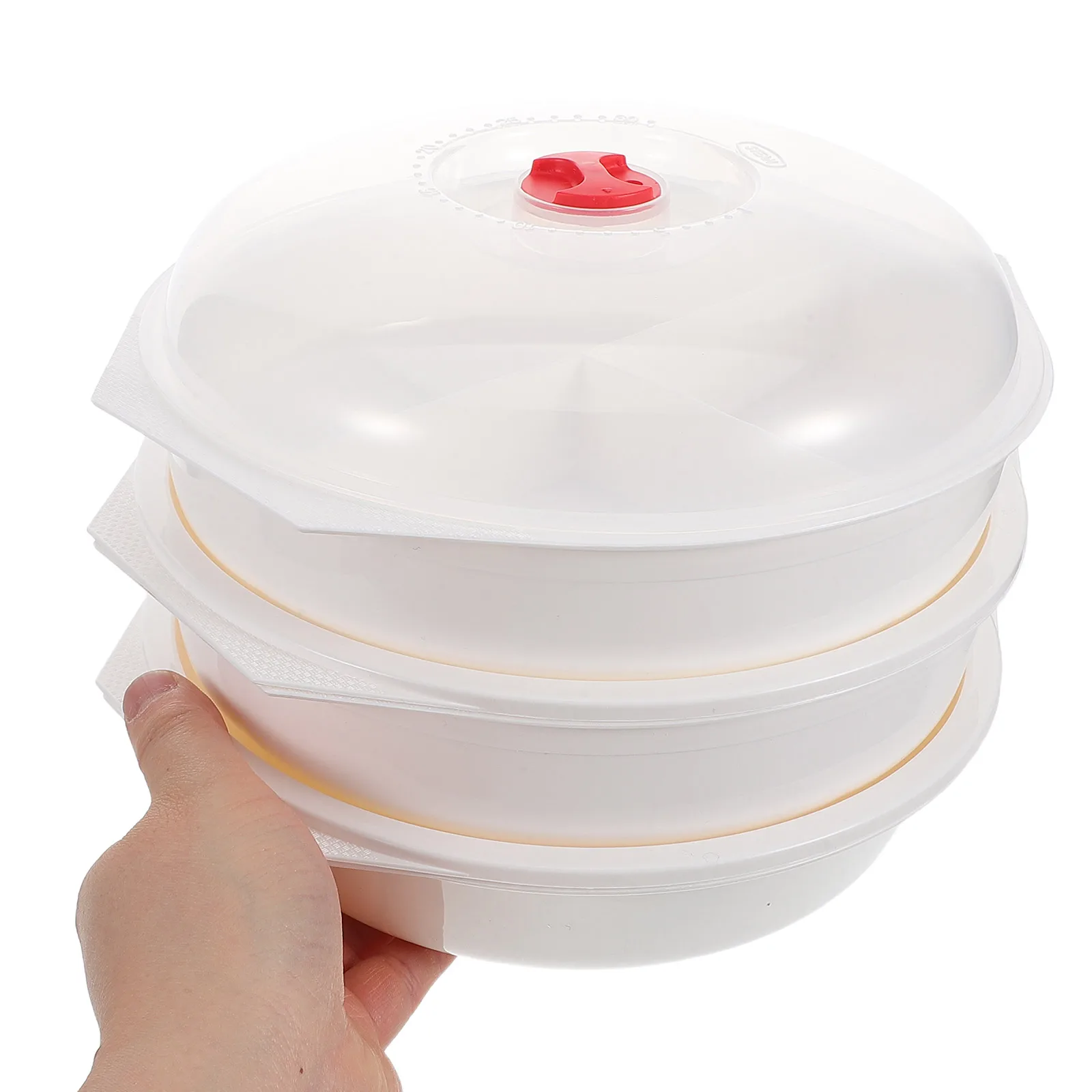 

3 Pcs Microwave Bowl Salad Meal Prep Containers Lids Divided Bowls White Office Multilayer Ventilated Temperature Resistant