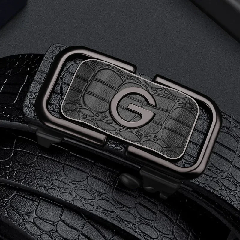 حزام جلد PU أنيق للرجال - أحزمة عصرية للحياة اليومية والترفيه والحفلات والمهرجانات والعمل وإبزيم تلقائي للأعمال #4