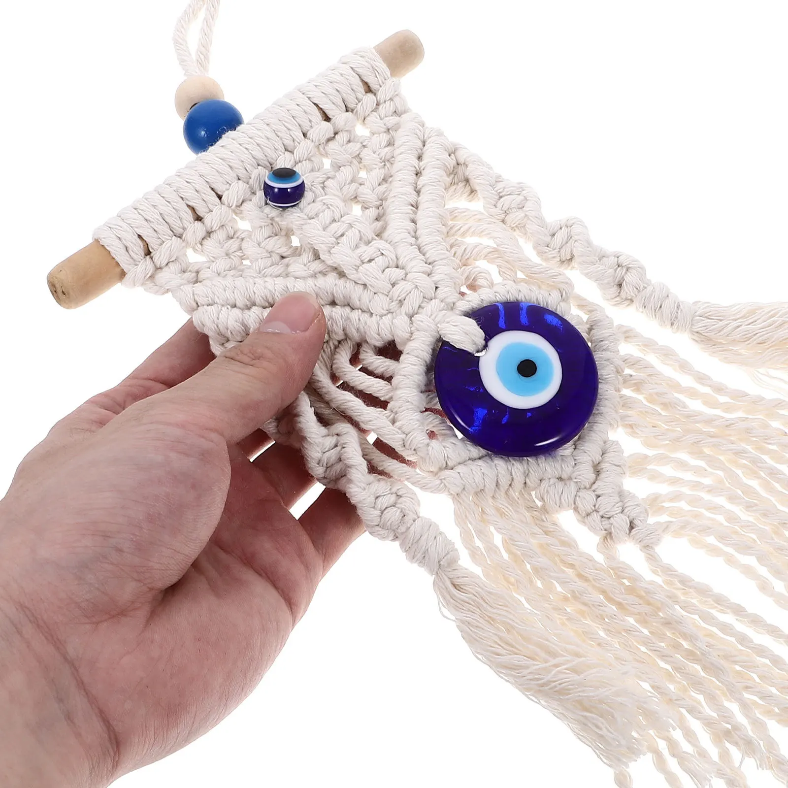 

Bohemia Style Macrame Blue Eye Tassel Wall Hanging Cotton Rope Woven Tapestry Bedroom Office Room Decoration