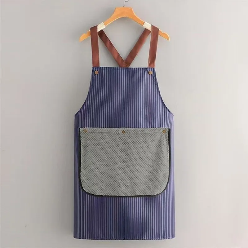 Water Proof Kitchen Apron with Detachable Hand Towel Stain Resistant Cooking Waist Apron Household Catering Work Bib
