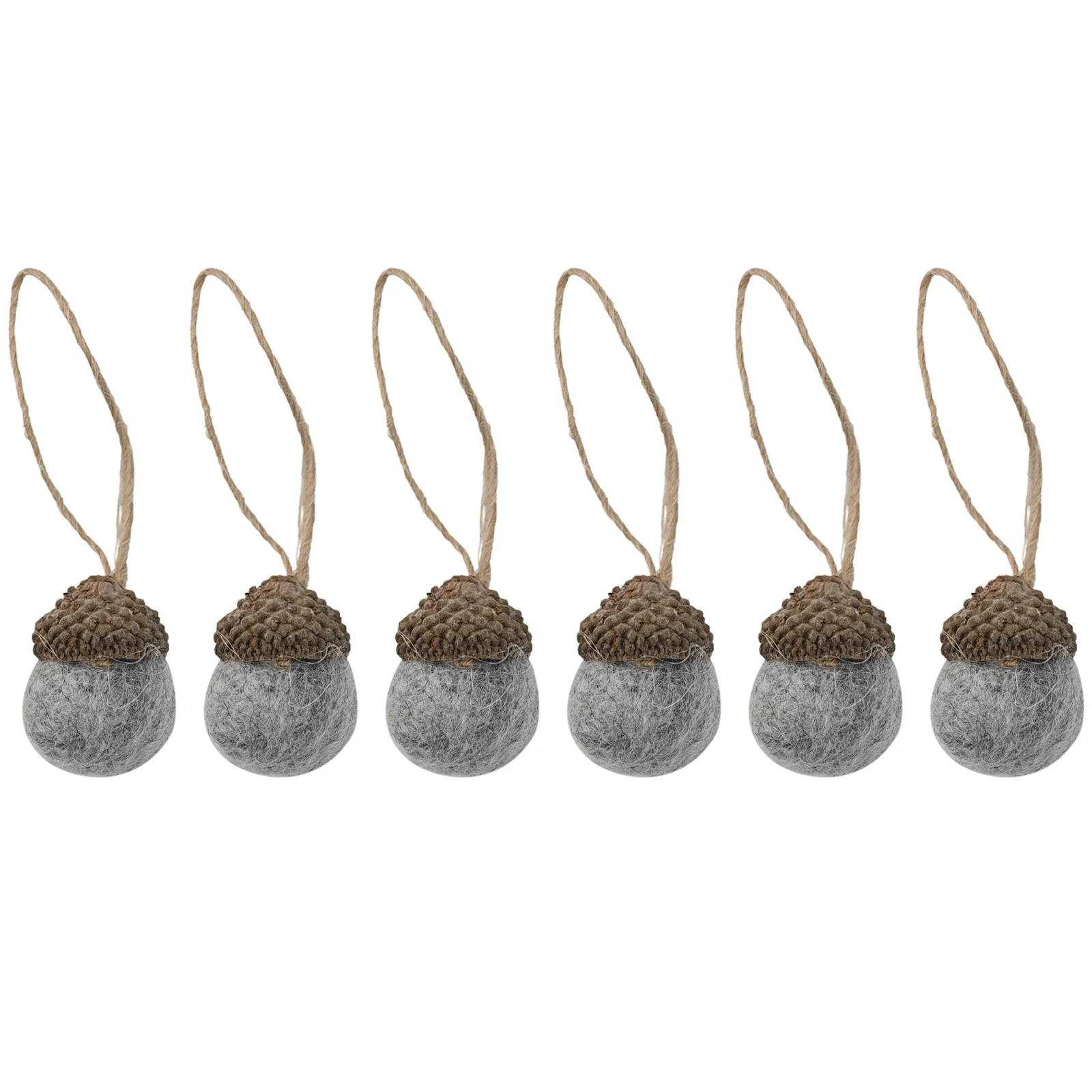 6 pezzi di decorazioni natalizie in feltro di lana ghiande 2025 albero di Natale pendente appeso famiglia ornamenti per feste di buon artigianato fai da te 2,5x2 cm