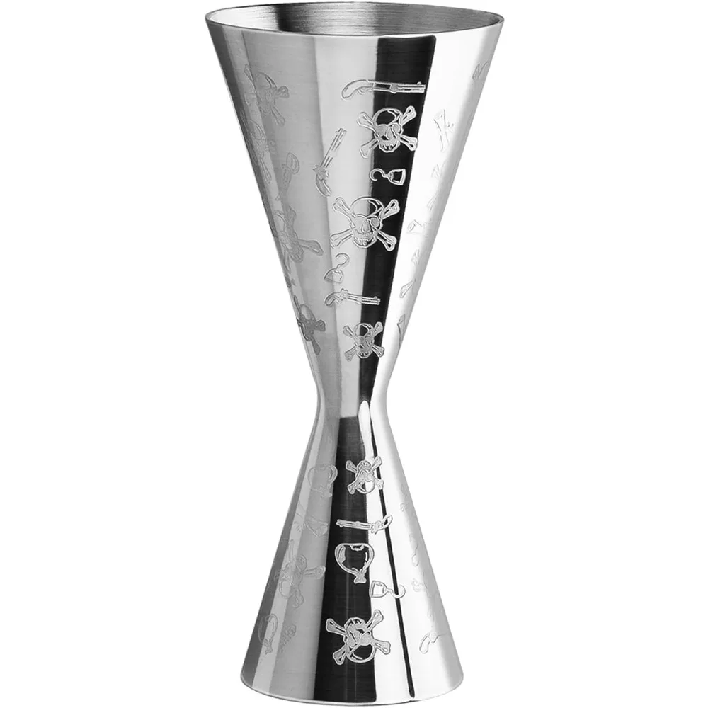 Professional Heavy-Duty 304 Stainless Steel Dual-Sided Bartending Jigger for Cocktail Making 1 Ounce and 2 Ounce Measuring Cup with Internal Volume Markings and Non-Slip Grip Ideal for Home Bar and Professional Mixology