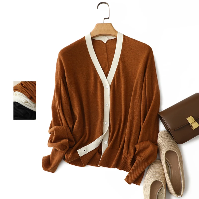 

masigoch autumn winter casual soft knitwear 16gg worsted 100% cashmere loose cardigan coat