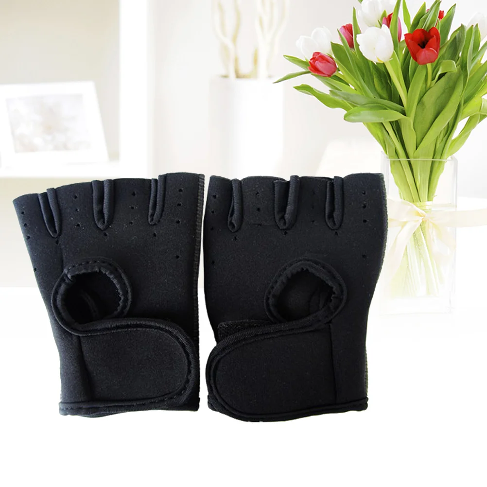 

Cycling Gloves Half Finger Black Size M Premium Material Adjustable Sticking Buckle Cycling Driving Weight Lifting Gym Fitness