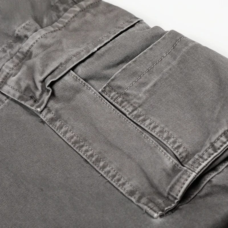 Pleated Cargo Pants  Mens Multi-Pocket Washed Distressed Retro Casual Straight Baggy Wide Leg Pants Man