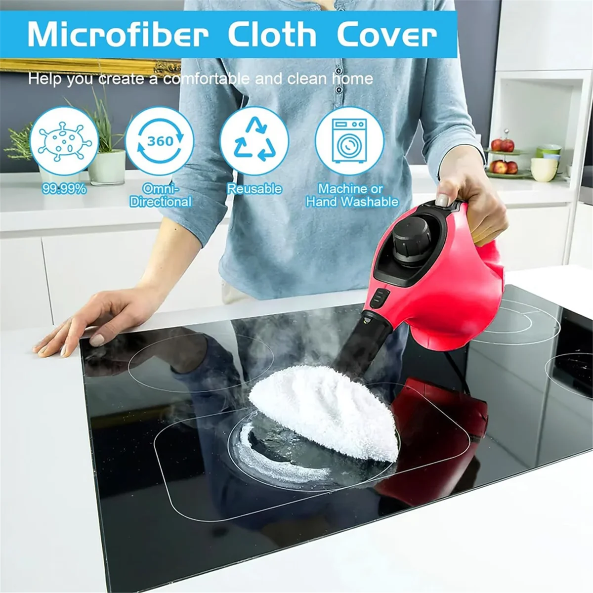 Steam Cleaner Accessory Set, Microfibre Cloth Set for Karcher Steam Cleaners SC 2, SC 3, SC 4, SC 5 EasyFix Parts