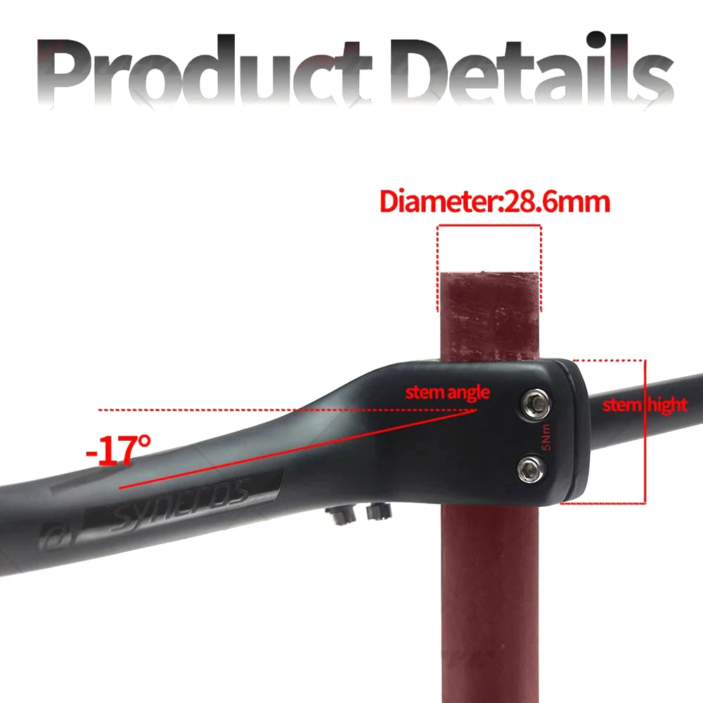 Syncros Carbonfaser-Lenker MTB Fahrradlenker -17 Grad Mountainbike Integrierter Lenker mit Vorbau 28,6mm – Detail 4