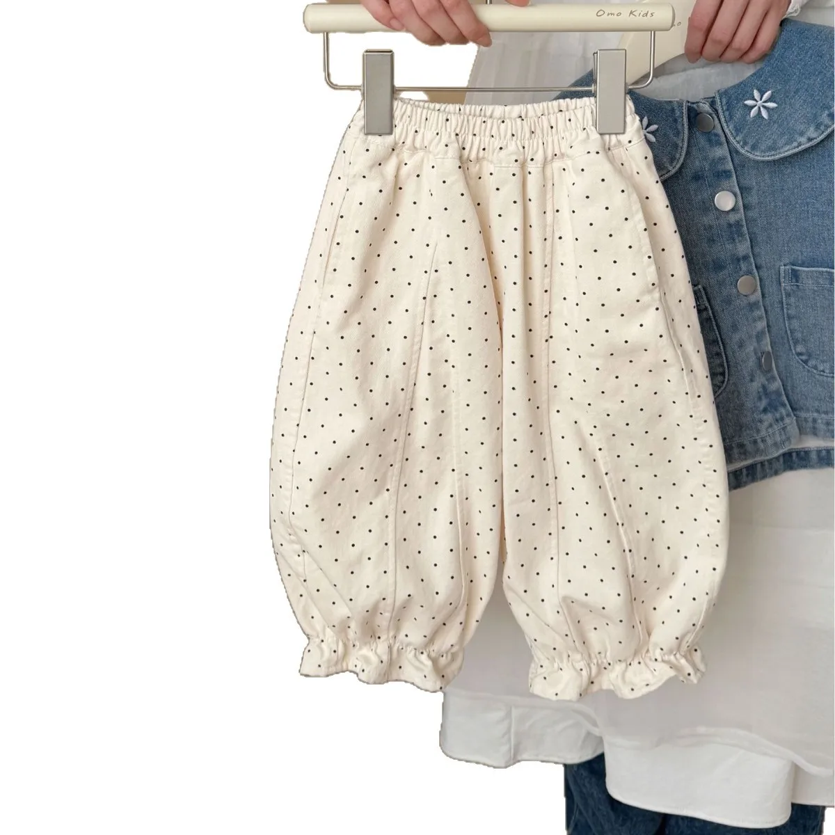 Childrens Loose Casual Long Jogger Pants 2026 Spring and Autumn New Style Girls Simple Cotton Polka Dot Carrot Pants