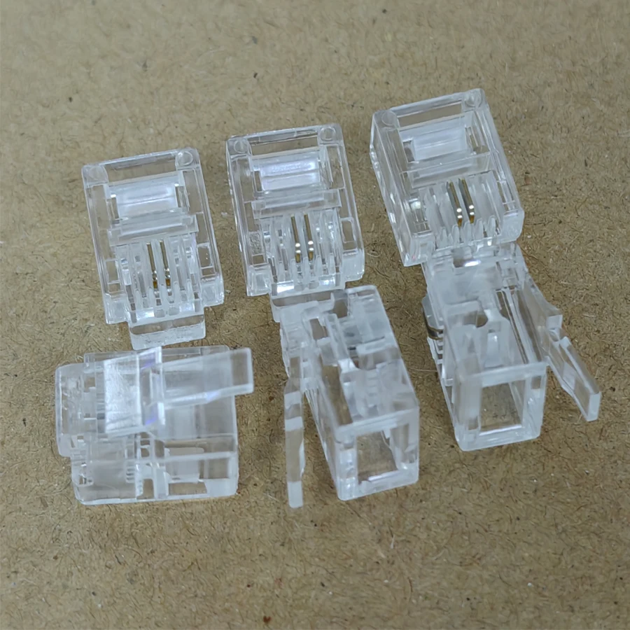 1000 stks/partij RJ11 6P2C Modulaire Plug Netwerkkabel Connector Clear 2 P Voor Telefoon