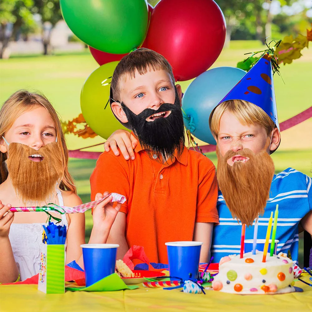 6Pcs Halloween Fake Beard Men Realistic Facial Hair Prop Cosplay Costume Party Mustaches Role Playing Fake Beard