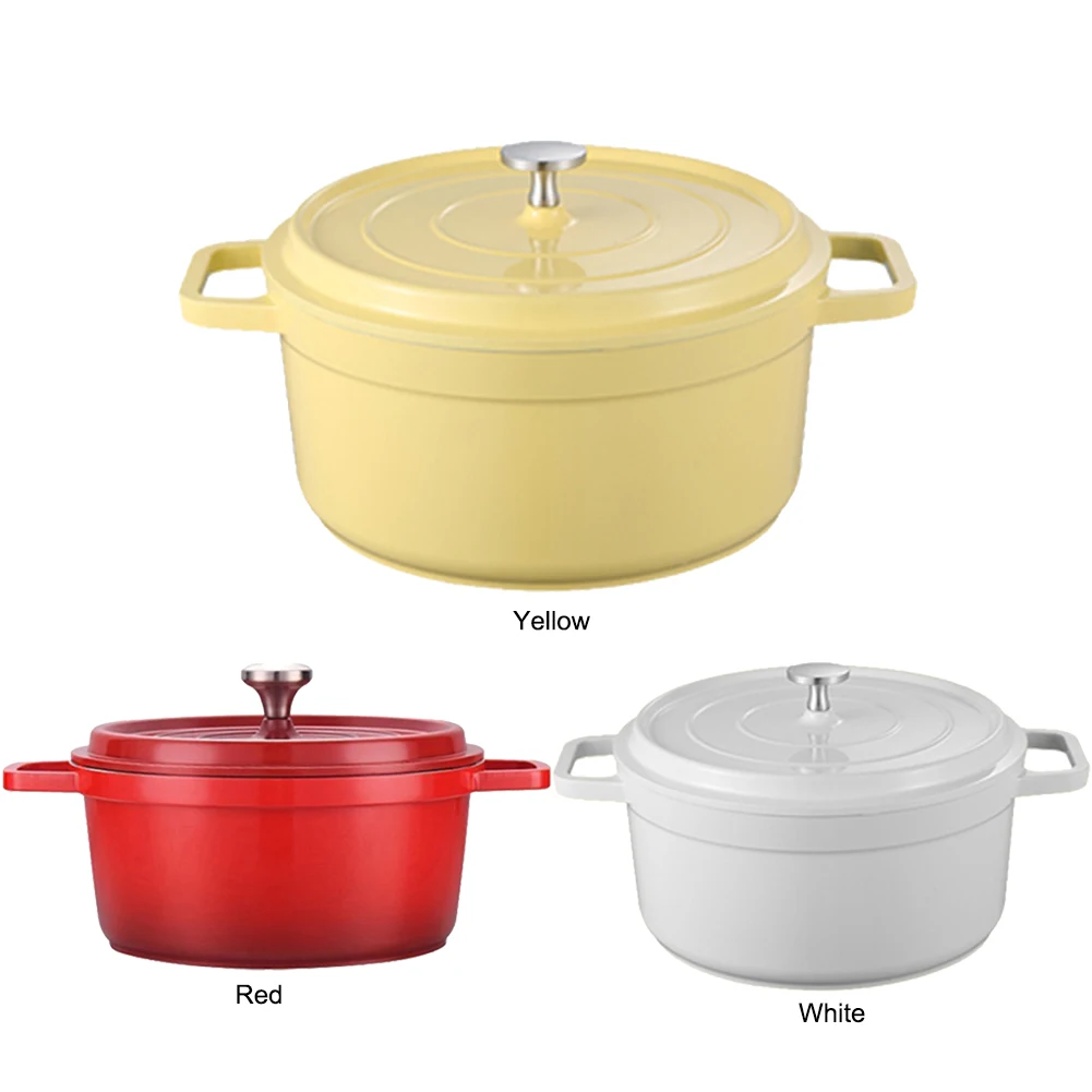 Enameled Dutch Oven Pot with Lid Nonstick Heat Preservation Cookware Mini Cast Aluminum Pot Casserole Multifunctional Cookware