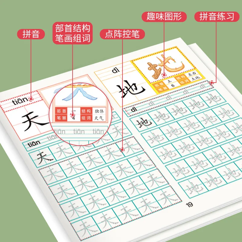 Preschool 300 Words, Chinese Character Tracing Book for Transition From Kindergarten To Primary School, Practice Calligraphy