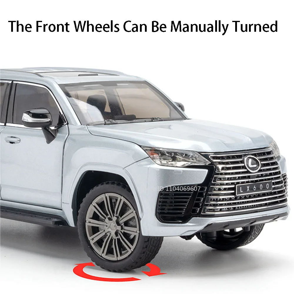 Modèles de voitures jouets LX600 ES300, échelle 1:24, en alliage moulé sous pression, portes SUV ouvertes, son et lumière, pneus en caoutchouc, véhicules pour enfants, cadeaux