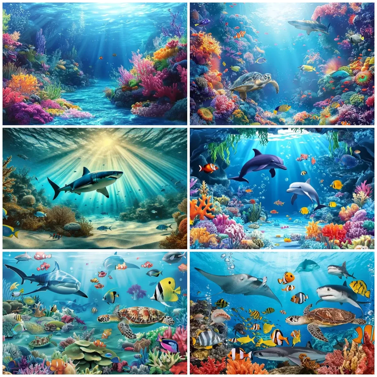 

Underwater World Party Decoration Summer Ocean Coral Aquarium Background Baby Shower Supplies Photography Prop Backdrop Kid Gift