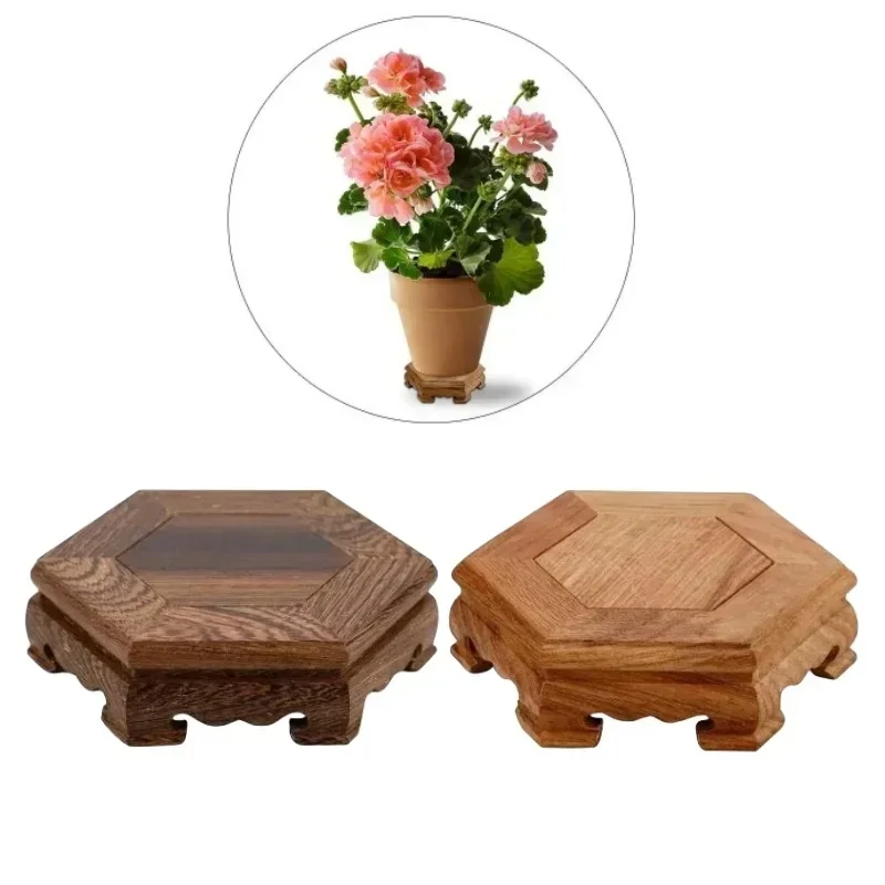 Wooden Miniature Standing Flower Base Tea Sets Pedestal Figurines Vase Flower Pot Sorting Table Stand Bonsai Plant Decor Shelf