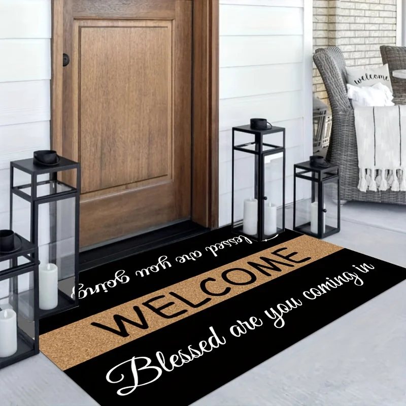 Welcome Blessing Doormat Tech Fabric Diatom Mud Lightweight Machine Washable Rectangular Floor Mat Bedroom Living Room Kitchen Bathroom Entryway Porch Indoor Outdoor Home Decor Entrance Rug Positive Quote Housewarming Gift Doorway Accent