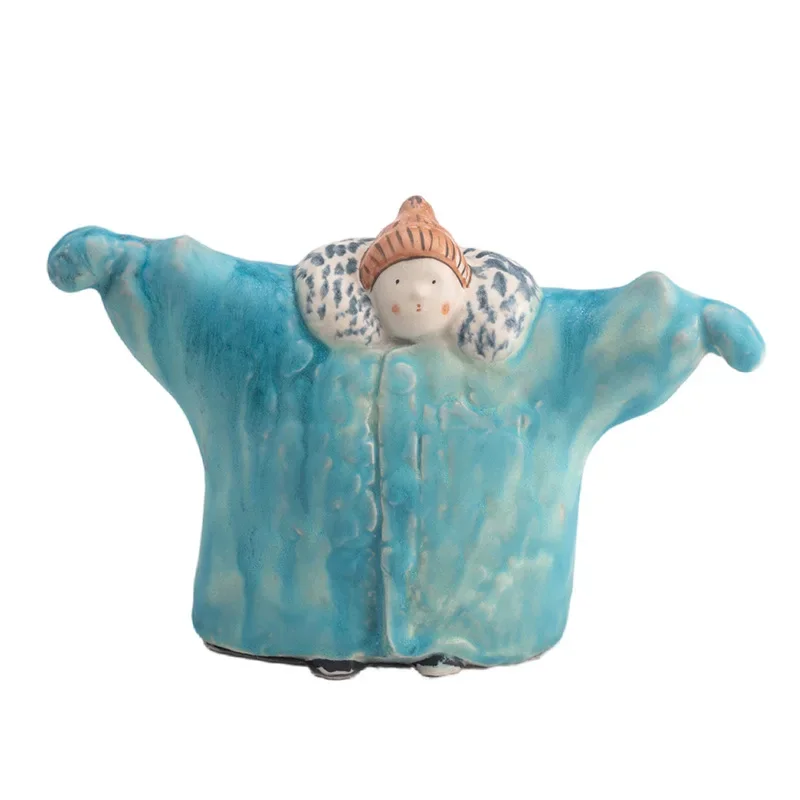 

Nordic simple blue snow character cartoon ceramic ornament, home model room soft bedroom desktop