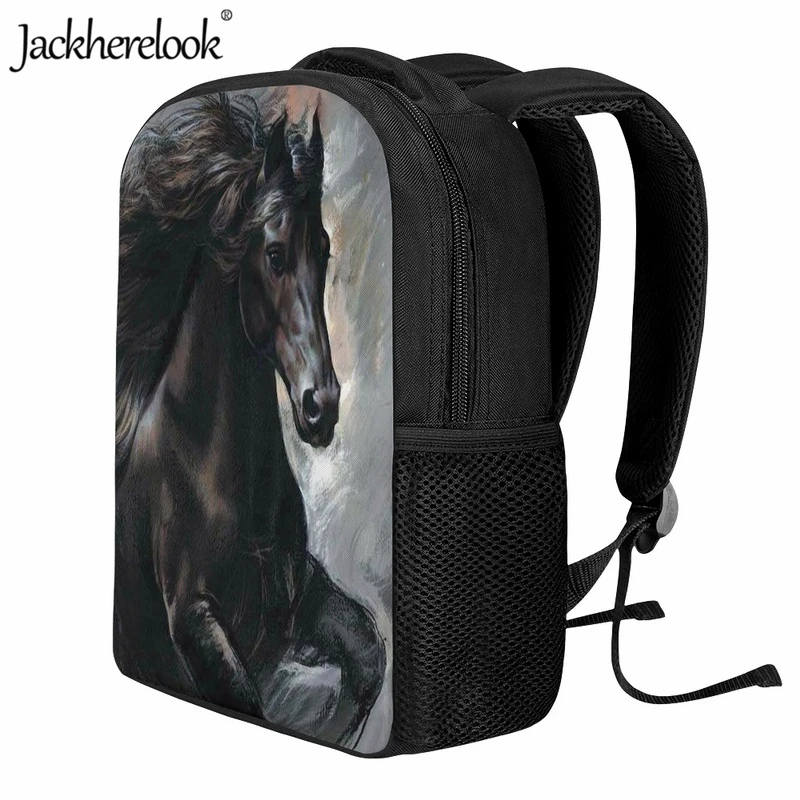 Jackherelook Kids Fashion School Bag Trend Art Horse Design Backpack Animal 3D Printing Children\'s Bookbags Practical Knapsack