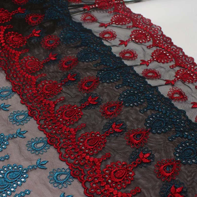 

15Yards Retro Two Tones Embroidery Lace Tulle Lace Trim Polyester Embroidered Lace Fabric for Women Dress