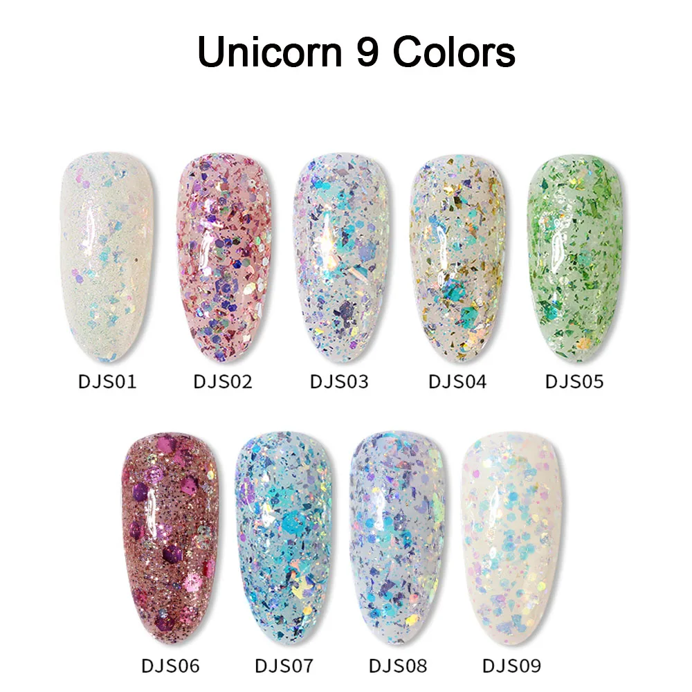 Vendeeni 9 Color/set Glitter Sequin Gel Nail Polish UV LED Soak Off High Density Flash Long Lasting Nail Art Gel Lacquer Varnish