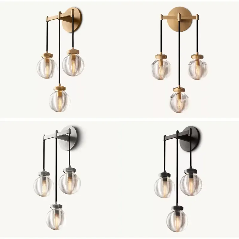 Simple Style Brass Crystal Shade Wall Mount Decorative Lighting Bedside Bathroom Mirror Vanity Light Fixtures Wall