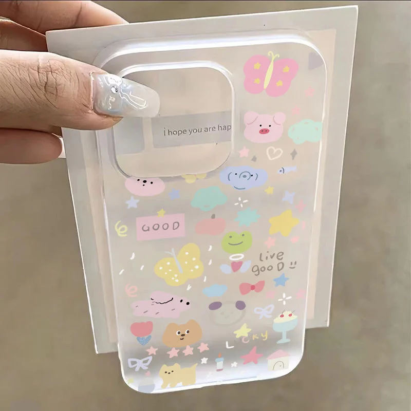 Graffiti Rain Pet Party Phone Case For iPhone Case 16 15 14 13 12 11 Pro XR XS Max 7 8 Plus Phone Shockproof Y2K Girl Pink Cover