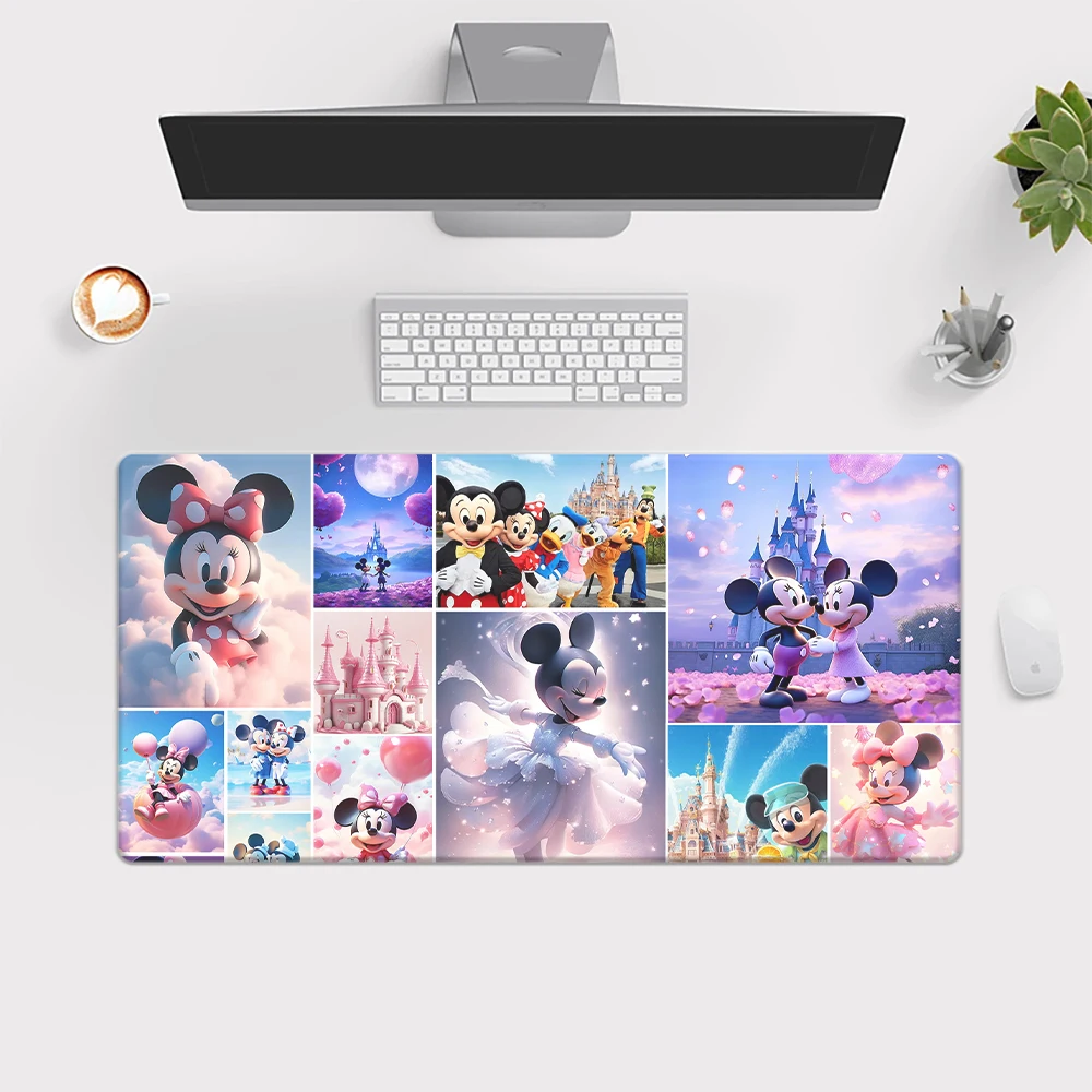 MINISO Mickey Mouse Cartoon Printing XXL Mousepad Computer Lock Edge Natural Rubber E-sports Desk Pad Large Gaming  Mouse Pad