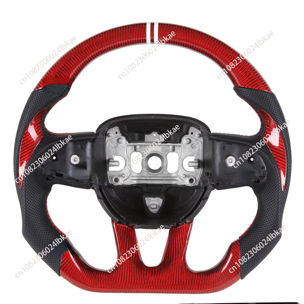 Suitable for Dodge Model Forged Carbon Fiber Devil Horn Leather Steering Wheel