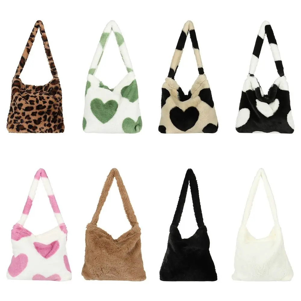 Female  Tote Winter Handbag Shopping Bag Fluffy Shoulder Bag Top-handle Bag