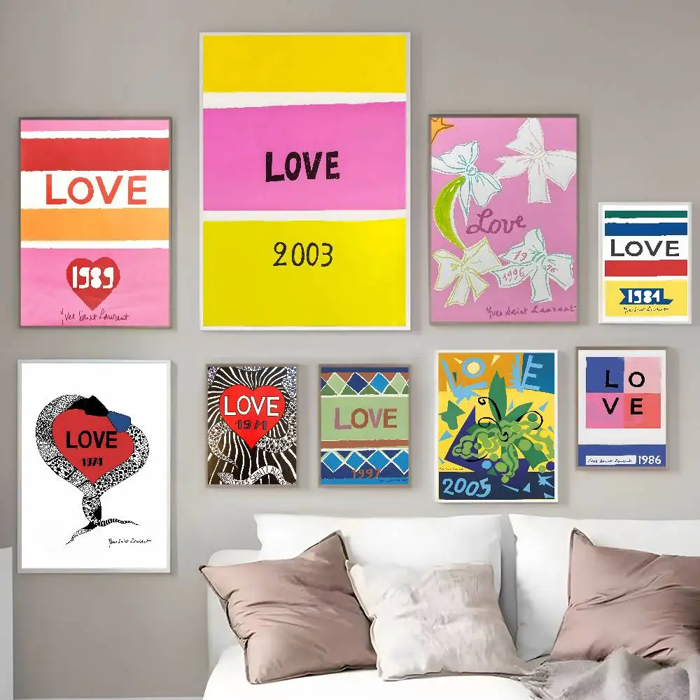 Yves Saint Laurent-Love-Póster de moda de lujo, arte HD, pared adhesiva, impermeable, hogar, sala de estar, dormitorio, bar, decoración estética