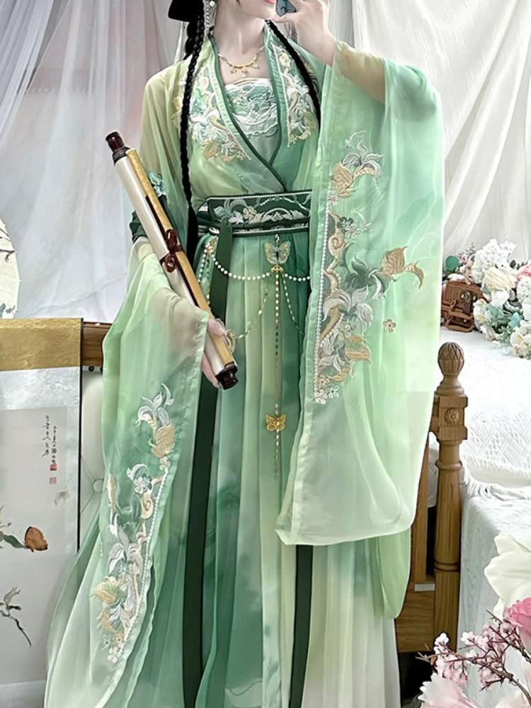 

Women Ancient Hanfu Dress Embroidery Carnival Fairy Cosplay Costume Birthday Party Outfit Dress Photography Show