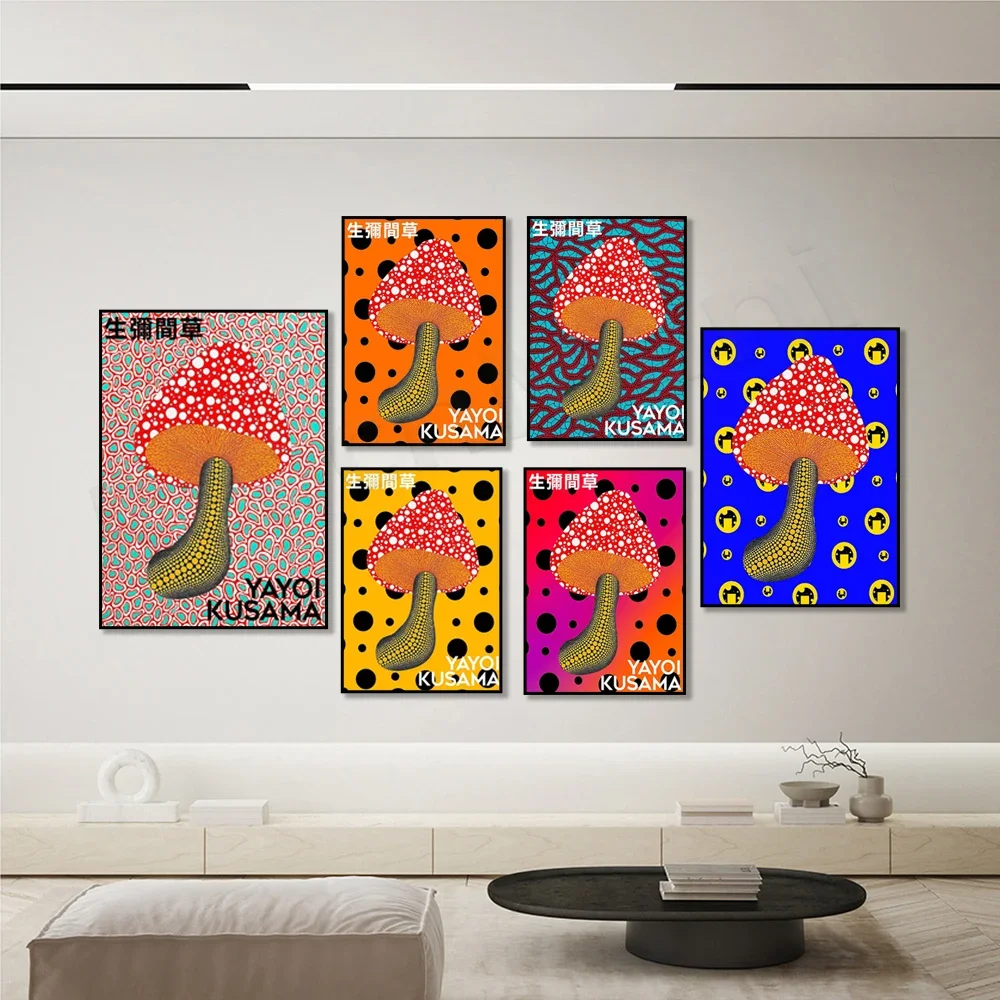 Yayoi Kusama Infinity Net Prints Minimalist Nordic Medieval Scandinavian Art Poster Kusama Mushrooms Wall Art Decor