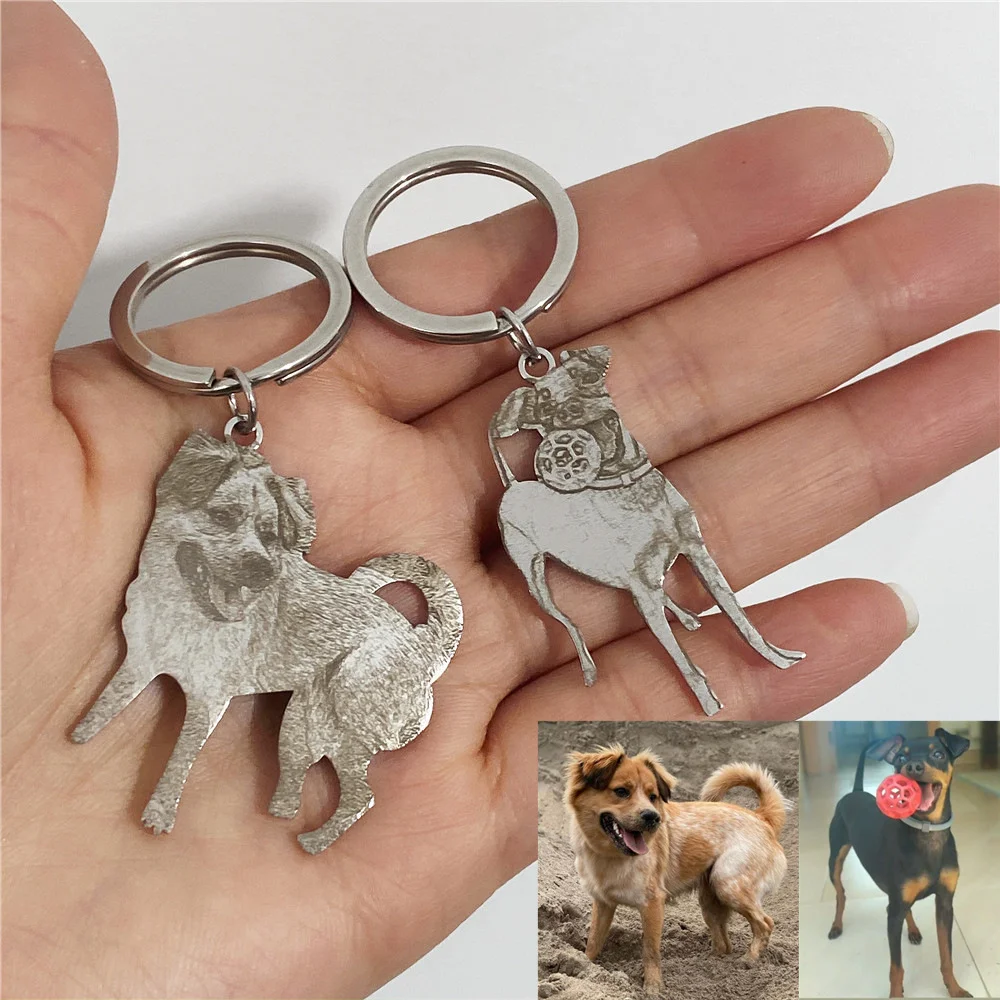 Custom Pet Picture Engrave Necklace Personalized Pet Photo Pendant Cat Dog Necklace Memorial Stainless Steel Jewelry Gift