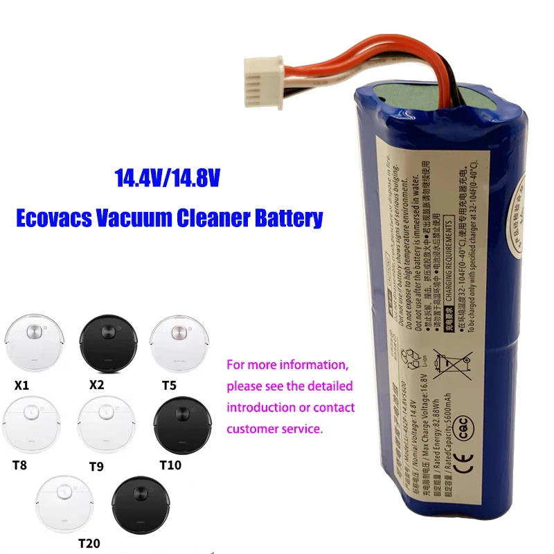 S10-Li-144 battery for ECOVACS T5Max,Deebot T9,X1,DX93，Ozmo T8+,T10,AIVI Yeedi 2 Hybrid,DBX11-11 vacuum cleaners.950,920,DX9G