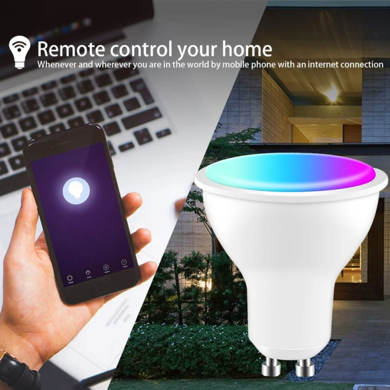 TUYA Wifi Smart GU10 Bulb Spotlight Dimmable LED Bulb التحكم الصوتي يعمل مع Alexa Google Home Yandex Alice