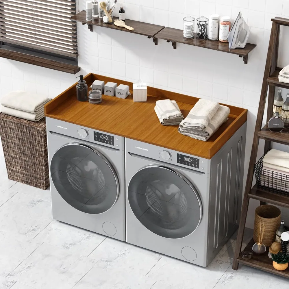 عرض ساخن! سطح طاولة مجفف الغسالة، وسادات مضادة للانزلاق، سهلة التنظيف، أساسيات غرفة الغسيل والديكور، سطح خشبي لمجفف الغسالة، 27.5 بوصة × 54 بوصة #1