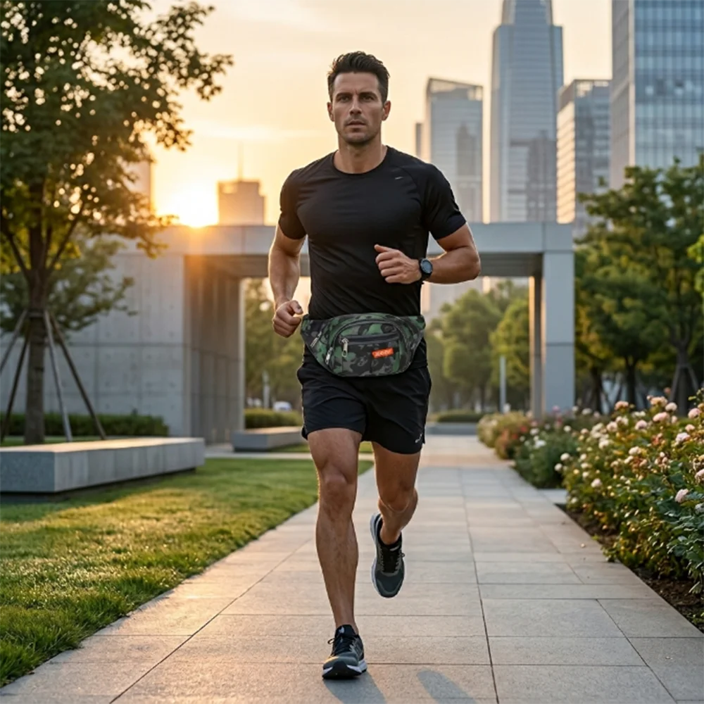 Tactical Camo Fanny Pack Waist Bag Waterproof Women Men Oxford Nylon Multi Pocket Crossbody Chest Pouch Hiking Cycling