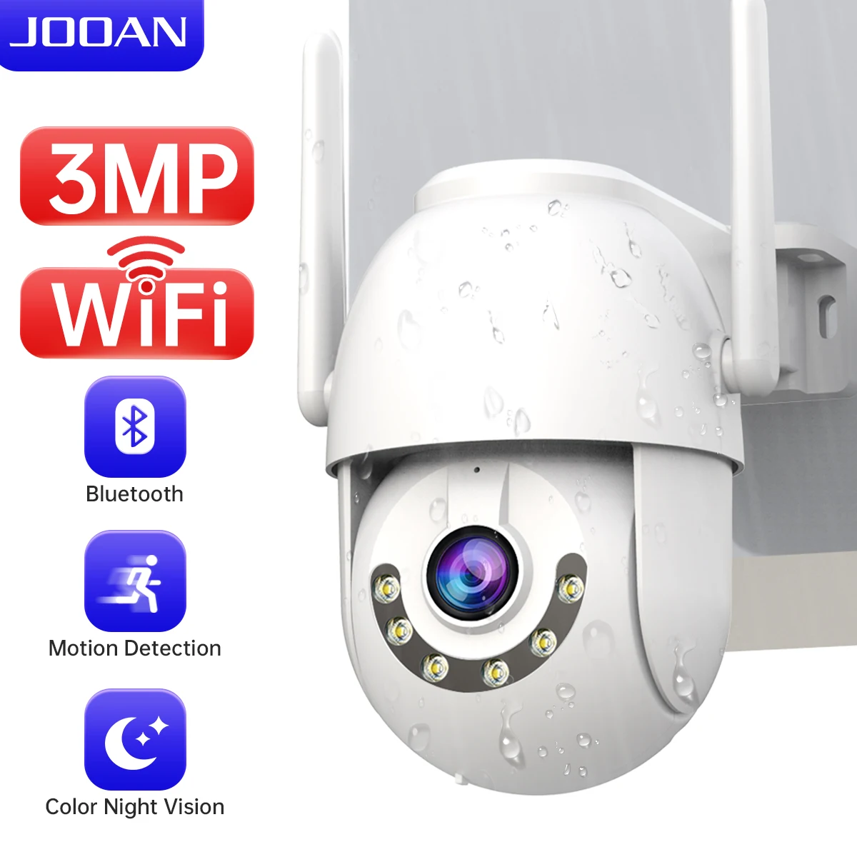 Jooan 3mp hd wifi câmera ptz ao ar livre 5x zoom digital câmera ip de rastreamento automático cctv áudio vídeo vigilância noite câmera colorida