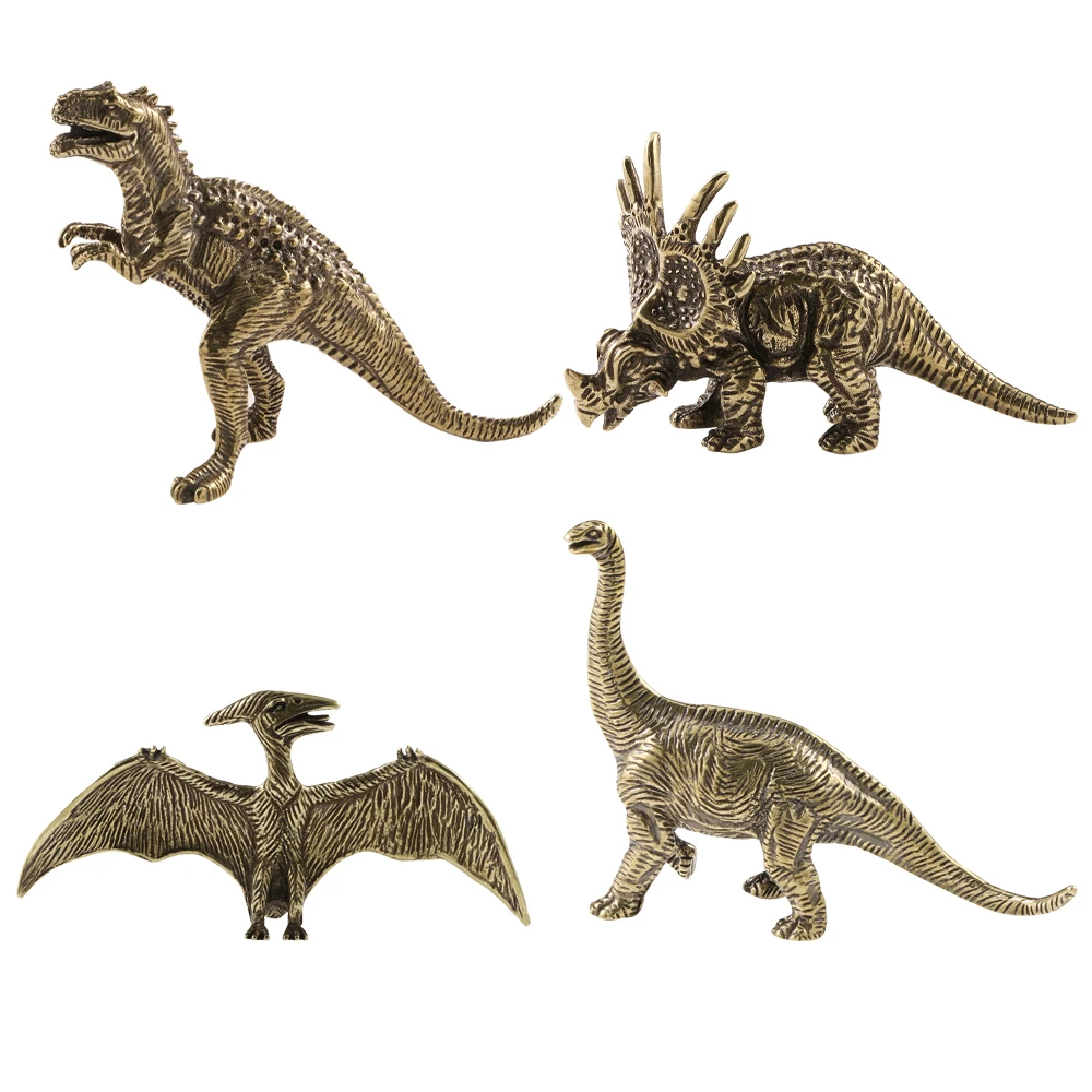 

Allosaurus Dinosaur Stegosaur Pterosaur Dimetrodon Diplodocus Statue Jurassic Office Desk Decor Copper Figurine 12 Styles