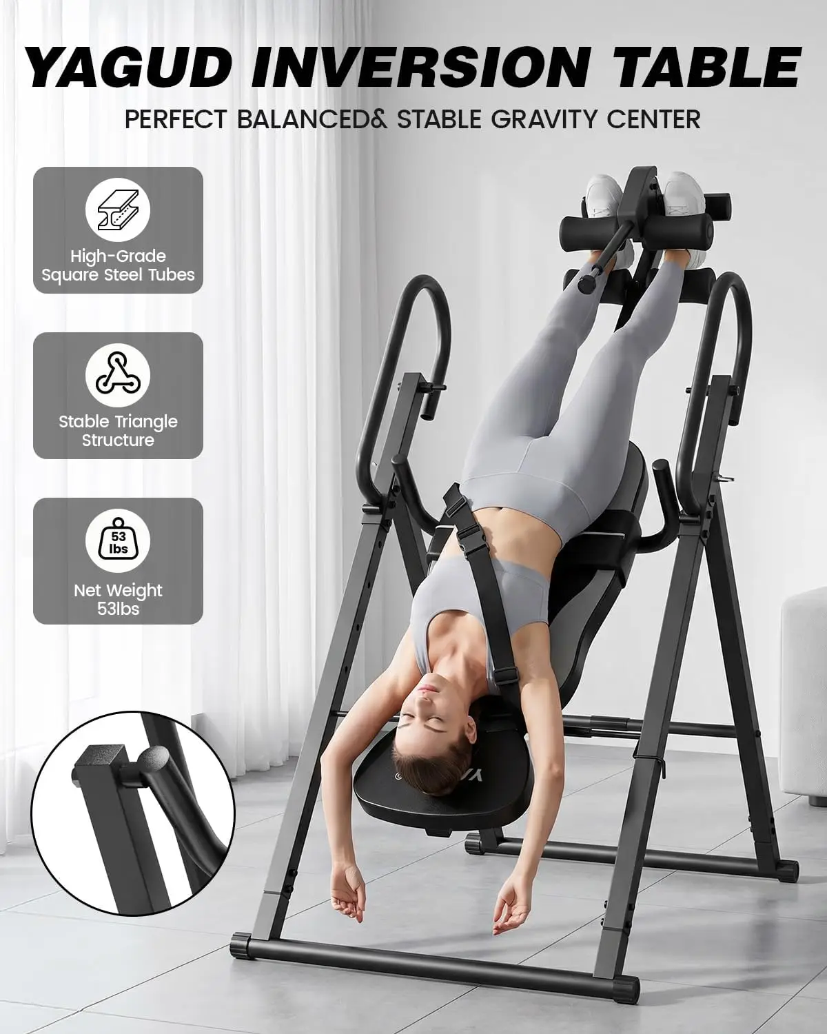 Inversion Table for Back Pain Relief, Back Stretcher Machine | Strength Training Inversion Equipment, with Enclosed Ankle Suppor