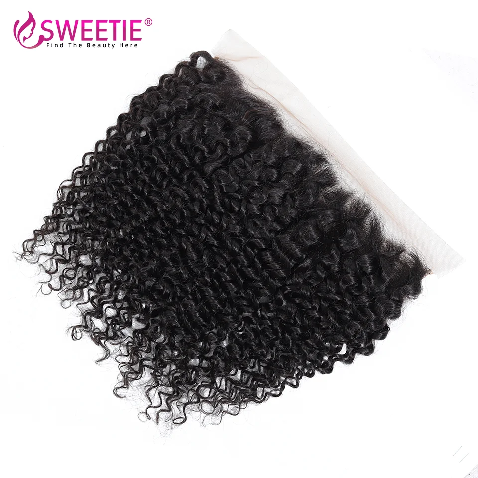 13x4 Kinky Curly Frontal Swiss 18 20 22inch Frontal Natural Color Remy Hair Extensions Brazilian Transparent Lace Hair Closure