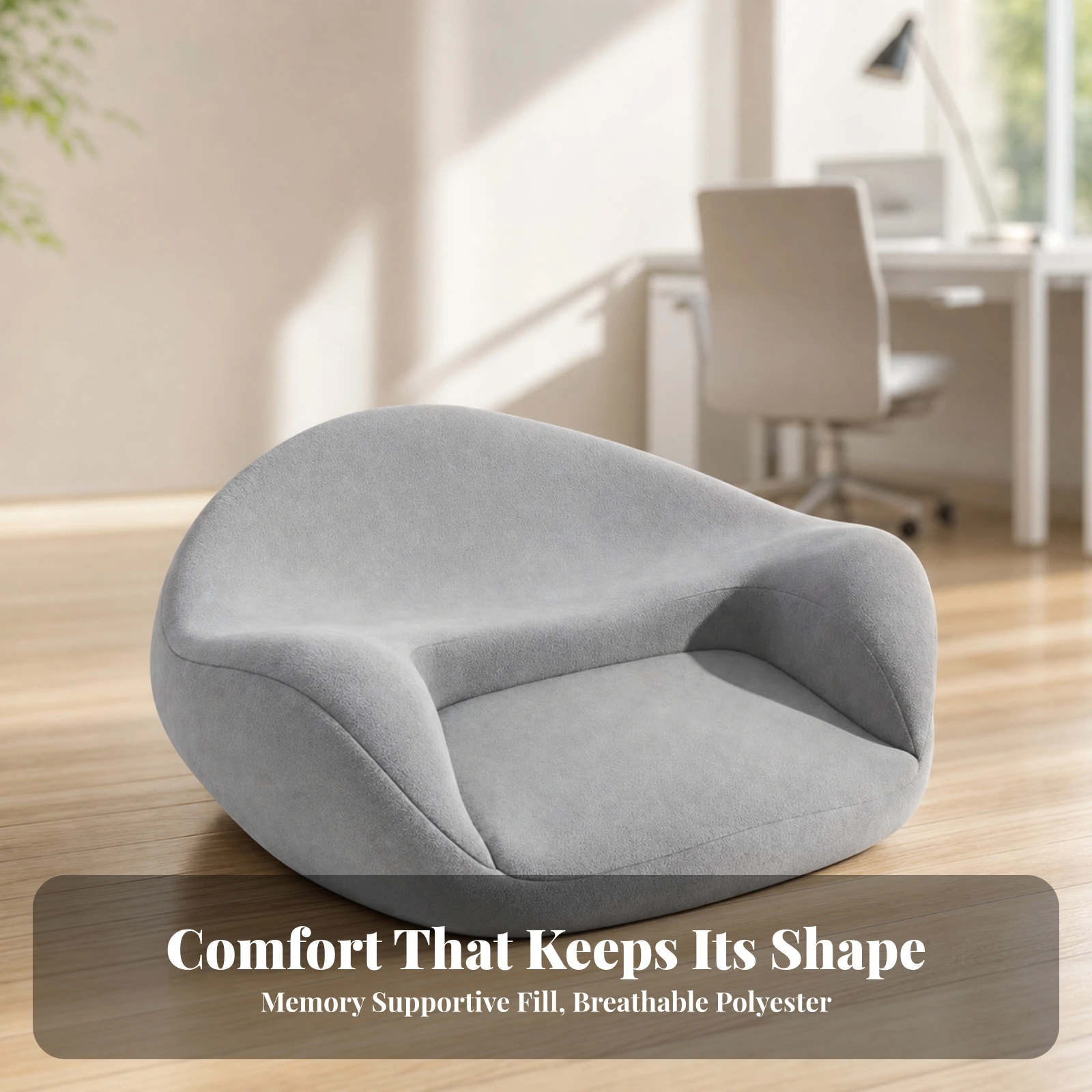 Meditation Pillow with Backrest Supportive Ergonomic Floor Cushion Memory Foam Floor Seat Contoured for Meditators