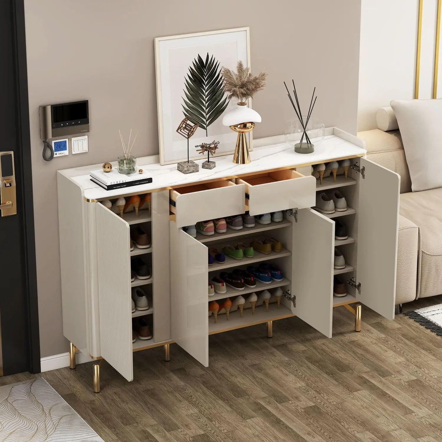 

Outside the door of the house, shoe cabinet, new large-capacity Italian light luxury integrated at door house