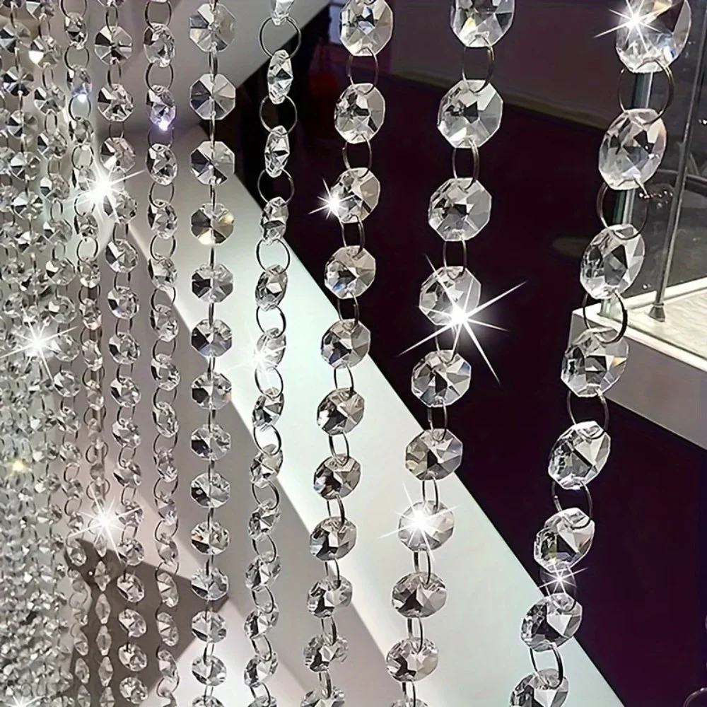 2/5m acrylic transparent octagonal chain beads crystal-proof lighting accessories hanging holiday party home decoration