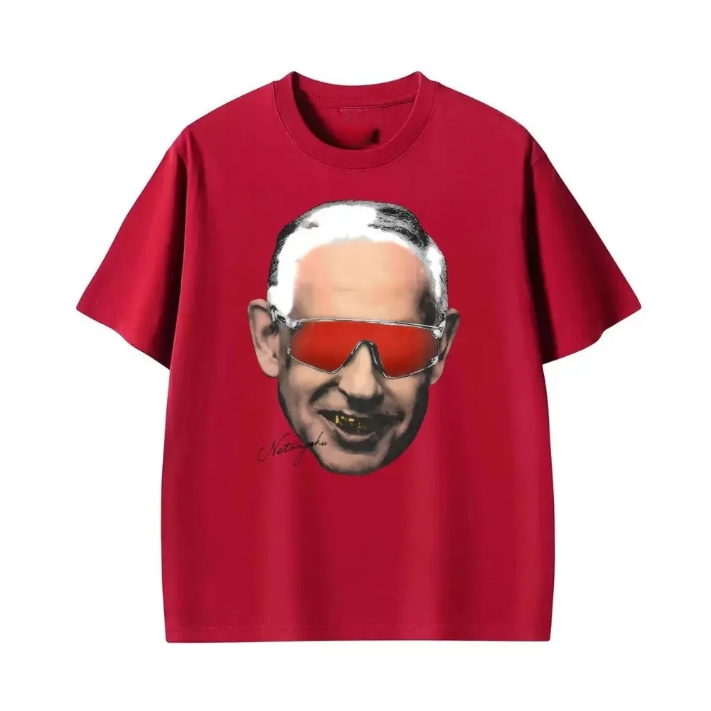 Benjamin Netanyahu Face Print T Shirt Men Women Clothing Summer Casual Cotton T-shirt Fashion Breathable T-shirts Streetwear