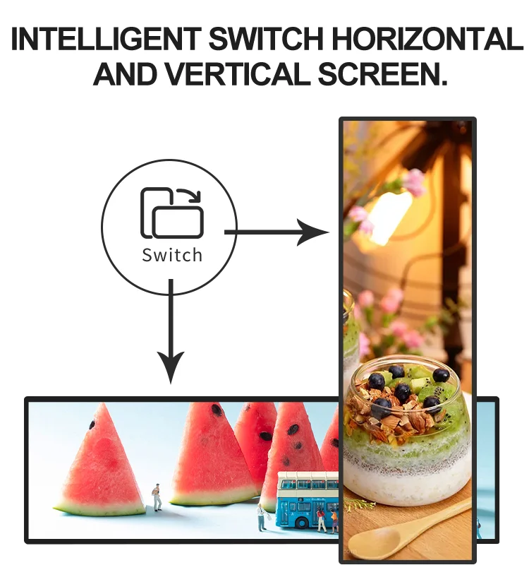 LCD Display Panel Player Advertising Shelf LED Display Showroom Display Racks Android Shelf Edge ultra Wide Stretch bar Lcd