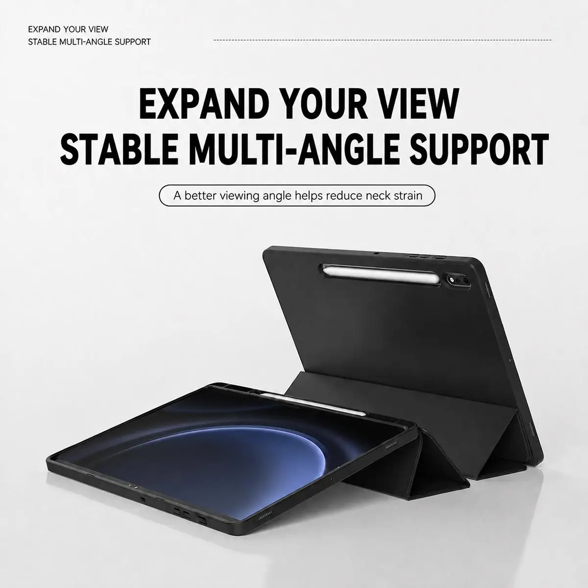 For Galaxy Tab S9 / S9 FE XDcase Tri-Fold Stand Soft Touch Smart Wake / Sleep Tablet Cover with Pencil Slot